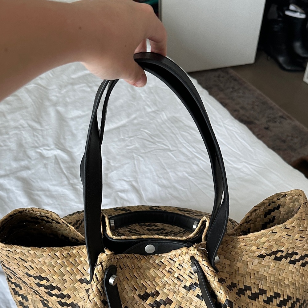 All Saints Tan and Black Woven Tote - Picture 3 of 8